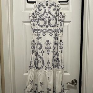 Tory Burch Black and White Halter Maxi Sundress